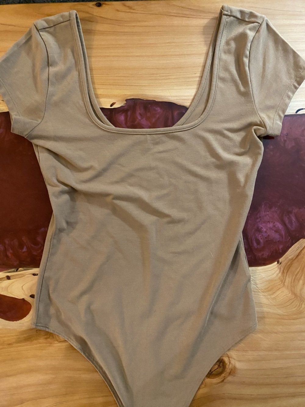 American Eagle Taupe Scoop Neck Short Sleeve Bodysuit size XS NWOT